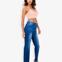  High Waist Straight Leg Jeans With Vintage Wash And Classic Fit