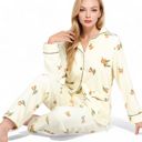  Women's Fruit Print 2-Piece Pajama Set with Soft Plush Fabric and Piping Trim Details