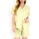  Women's Striped Print 2-Piece Pajama Set with Short Sleeve Button-Up Top and Relaxed Fit Shorts