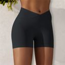 Black Medium Women's High Waist Seamless Ribbed Biker Shorts