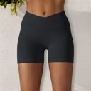 Black Medium Women's High Waist Seamless Ribbed Biker Shorts