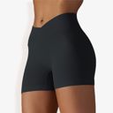Black Small Women's High Waist Seamless Ribbed Biker Shorts
