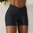 Black Small Women's High Waist Seamless Ribbed Biker Shorts