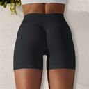 Black Small Women's High Waist Seamless Ribbed Biker Shorts