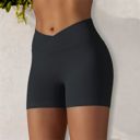 Black Small Women's High Waist Seamless Ribbed Biker Shorts