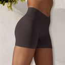 Brown XXL Women's High Waist Seamless Ribbed Biker Shorts