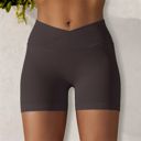 Brown XXL Women's High Waist Seamless Ribbed Biker Shorts