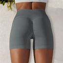 Green Large Women's High Waist Seamless Ribbed Biker Shorts