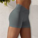 Green Large Women's High Waist Seamless Ribbed Biker Shorts