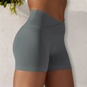 Green Small Women's High Waist Seamless Ribbed Biker Shorts