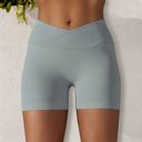 Gray Small Women's High Waist Seamless Ribbed Biker Shorts