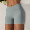 Gray XL Women's High Waist Seamless Ribbed Biker Shorts