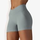 Gray XXL Women's High Waist Seamless Ribbed Biker Shorts