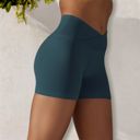 Blue Small Women's High Waist Seamless Ribbed Biker Shorts