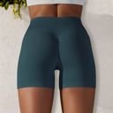 Blue Small Women's High Waist Seamless Ribbed Biker Shorts