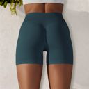 Blue XL Women's High Waist Seamless Ribbed Biker Shorts