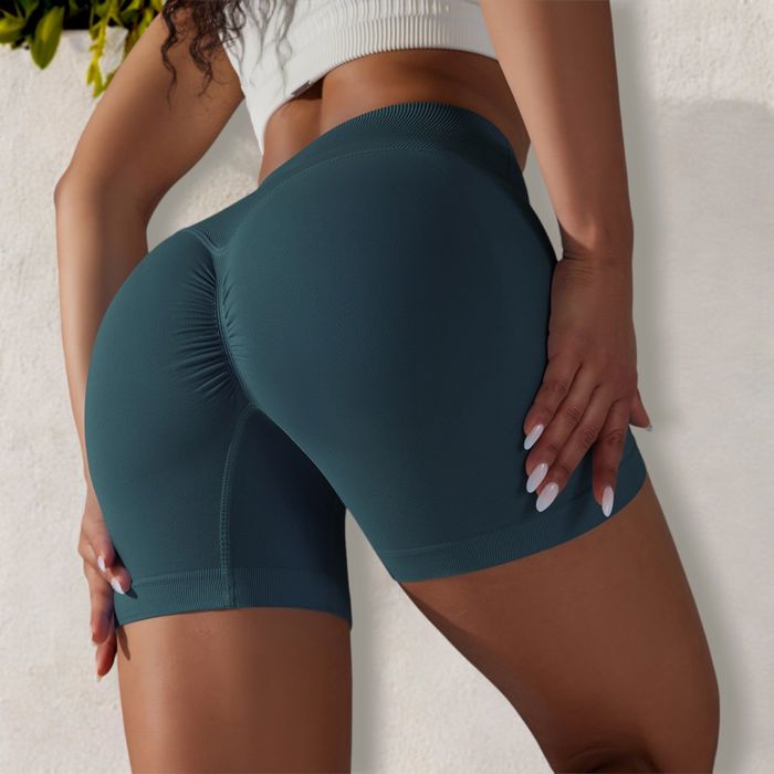 Women's High Waist Seamless Ribbed Biker Shorts
