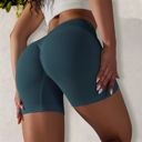 Blue XL Women's High Waist Seamless Ribbed Biker Shorts