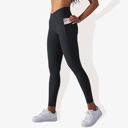 Black X-Small Women's Overlap V-Waist High-Waisted with Pockets Seamless Yoga Workout Compression Tights for Running and Gym Training