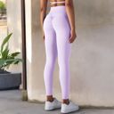 Purple Small Women's Overlap V-Waist High-Waisted with Pockets Seamless Yoga Workout Compression Tights for Running and Gym Training