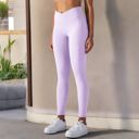 Purple Small Women's Overlap V-Waist High-Waisted with Pockets Seamless Yoga Workout Compression Tights for Running and Gym Training