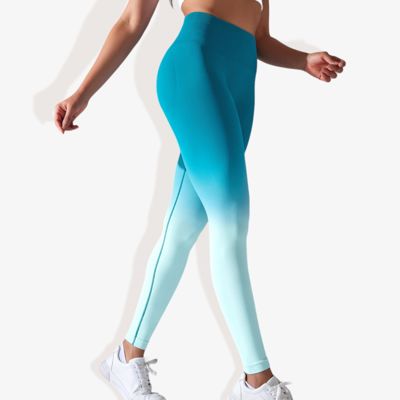 Women's High-Waisted Gradient Leggings Seamless Yoga Workout Pants Compression Tights for Running and Gym Training