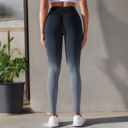Gray Medium Women's High-Waisted Gradient Leggings Seamless Yoga Workout Pants Compression Tights for Running and Gym Training