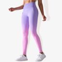 Purple Medium Women's High-Waisted Gradient Leggings Seamless Yoga Workout Pants Compression Tights for Running and Gym Training