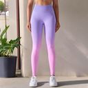 Purple Medium Women's High-Waisted Gradient Leggings Seamless Yoga Workout Pants Compression Tights for Running and Gym Training
