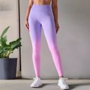 Purple Medium Women's High-Waisted Gradient Leggings Seamless Yoga Workout Pants Compression Tights for Running and Gym Training