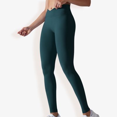Women's High Waist Seamless Ribbed Full Length Leggings