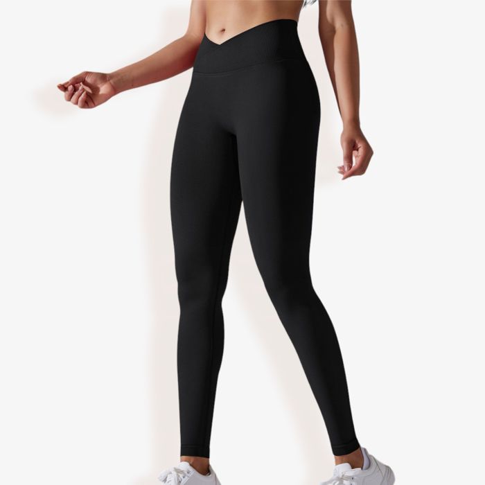 Women's High Waist Seamless Ribbed Full Length Leggings