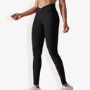 Black XXL Women's High Waist Seamless Ribbed Full Length Leggings