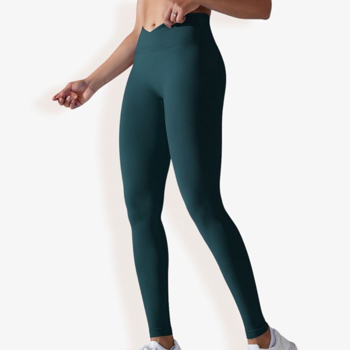 Women's High Waist Seamless Ribbed Full Length Leggings