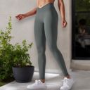 Gray Small Women's High Waist Seamless Ribbed Full Length Leggings