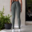 Gray Small Women's High Waist Seamless Ribbed Full Length Leggings
