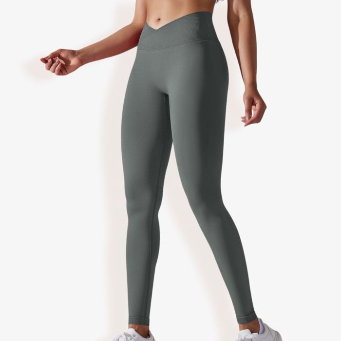 Women's High Waist Seamless Ribbed Full Length Leggings