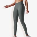 Gray XXL Women's High Waist Seamless Ribbed Full Length Leggings