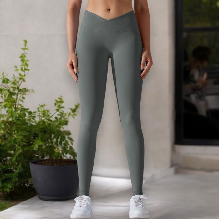 Women's High Waist Seamless Ribbed Full Length Leggings
