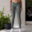 Gray XXL Women's High Waist Seamless Ribbed Full Length Leggings