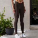 Beige Medium Women's High Waist Seamless Ribbed Full Length Leggings
