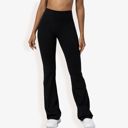 Black Medium Women's High Waist Flared Leggings with Stretch Fabric