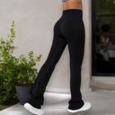 Black XXL Women's High Waist Flared Leggings with Stretch Fabric