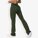 Green XL Women's High Waist Flared Leggings with Stretch Fabric