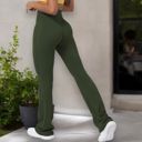 Green XL Women's High Waist Flared Leggings with Stretch Fabric