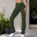 Green XXL Women's High Waist Flared Leggings with Stretch Fabric