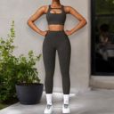 Black Medium Women's High Waist Seamless Leggings with Back Pocket Detail