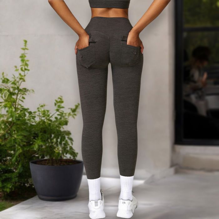Women's High Waist Seamless Leggings with Back Pocket Detail