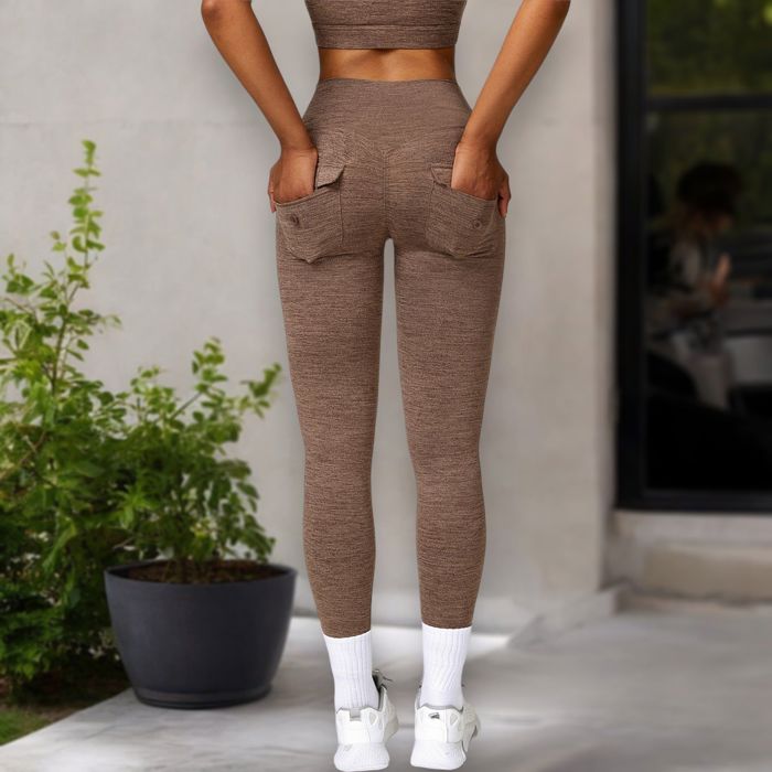 Women's High Waist Seamless Leggings with Back Pocket Detail