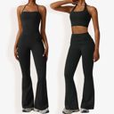 Black Medium Women's Flared Halter Neck Jumpsuit Convert to High Waist Flared Yoga Pants